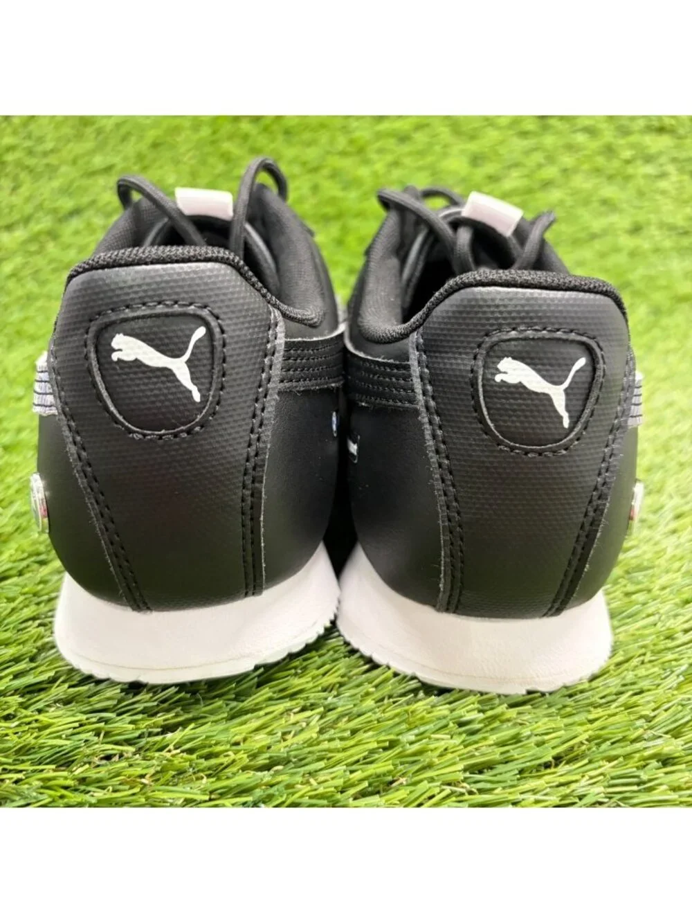 Puma BMW Motorsport Roma Via Mens Size 7.5 Black Athletic Leather Shoes Sneakers